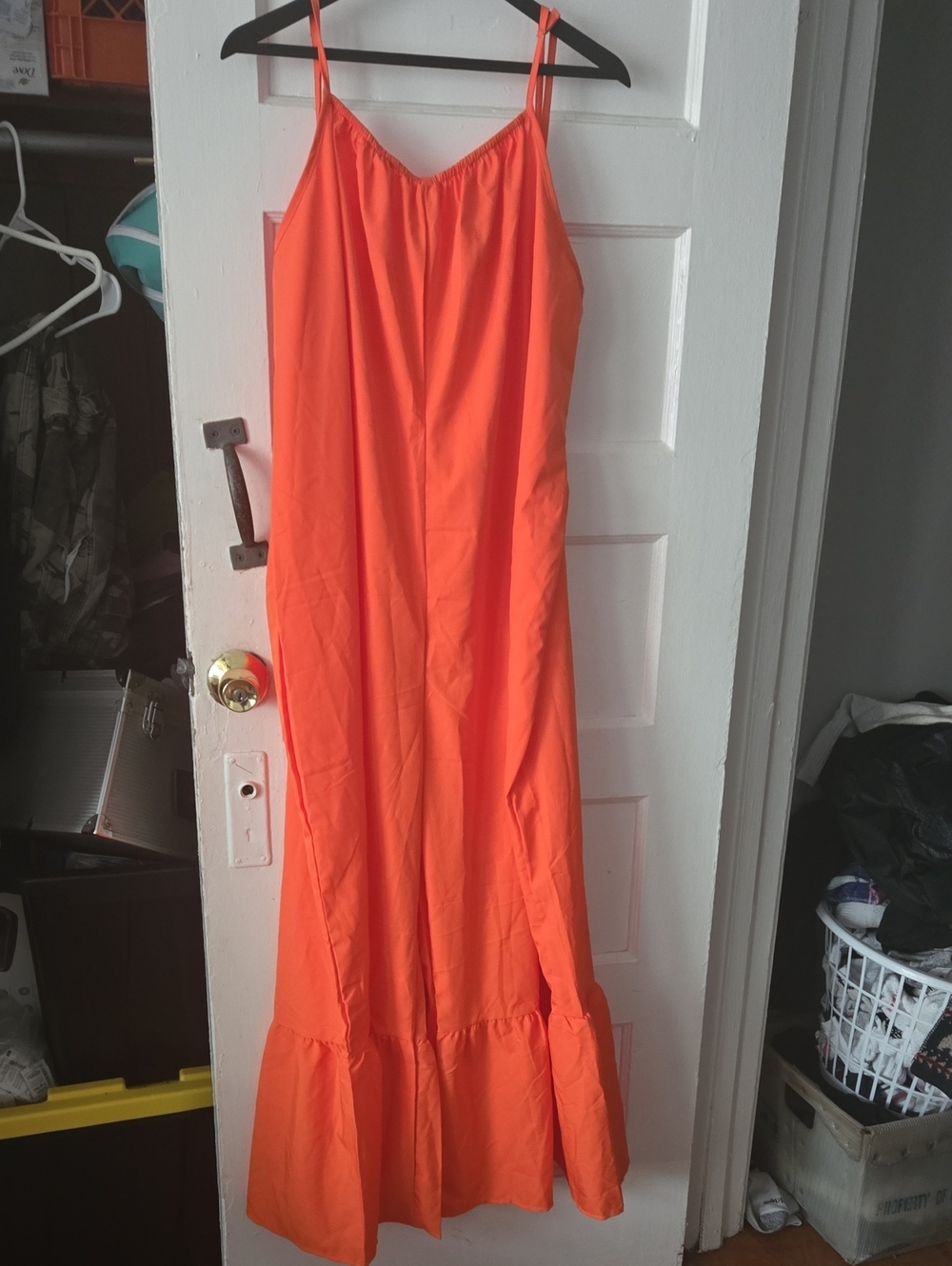 SHEIN Orange Spaghetti-Strap Maxi Dress